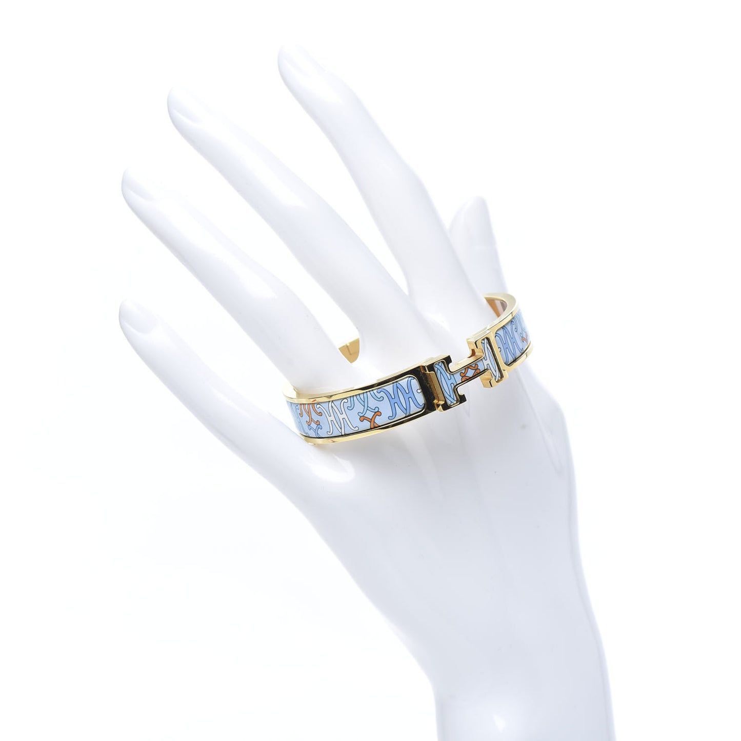 Enamel Narrow Print H Lift Clic Clac H Bracelet PM Orange Blue