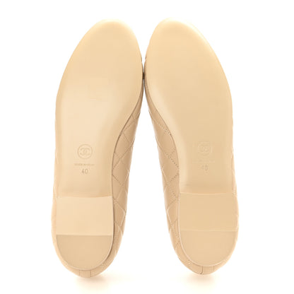 Chanel Lambskin Quilted CC Ballerina Flats 40 Light Beige 6 of 11