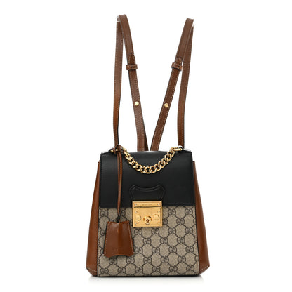 Gucci GG Supreme Monogram Calfskin Padlock Backpack Beige Cuir Black 1 of 13