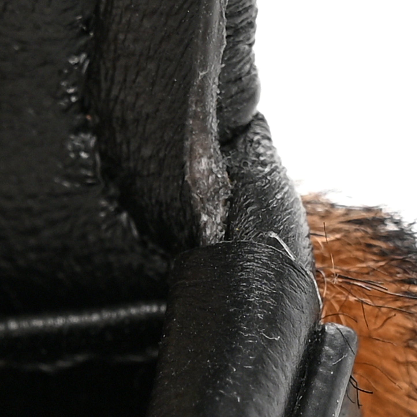 Sheared Sheepskin Vitello King FF Nano Baguette Charm Tobacco Moro Black