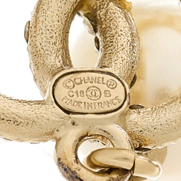 Pearl CC Drop Earrings Gold Silver