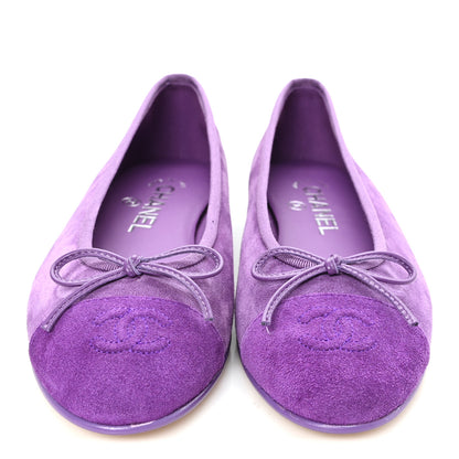 Chanel Suede Cap Toe CC Ballerina Flats 36 Purple Dark Purple 3 of 9