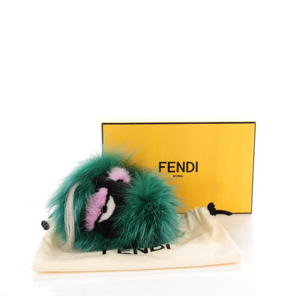 Fendi Fox Rabbit Goat Mink Fur Vitello Flamingo Minty Monster Bag Bug Charm Green Apple Multicolor 5 of 5