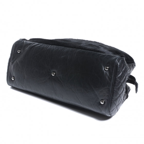Chanel Aged Calfskin Pony Hair Quilted Miss Pony Bowler Black 4 of 8