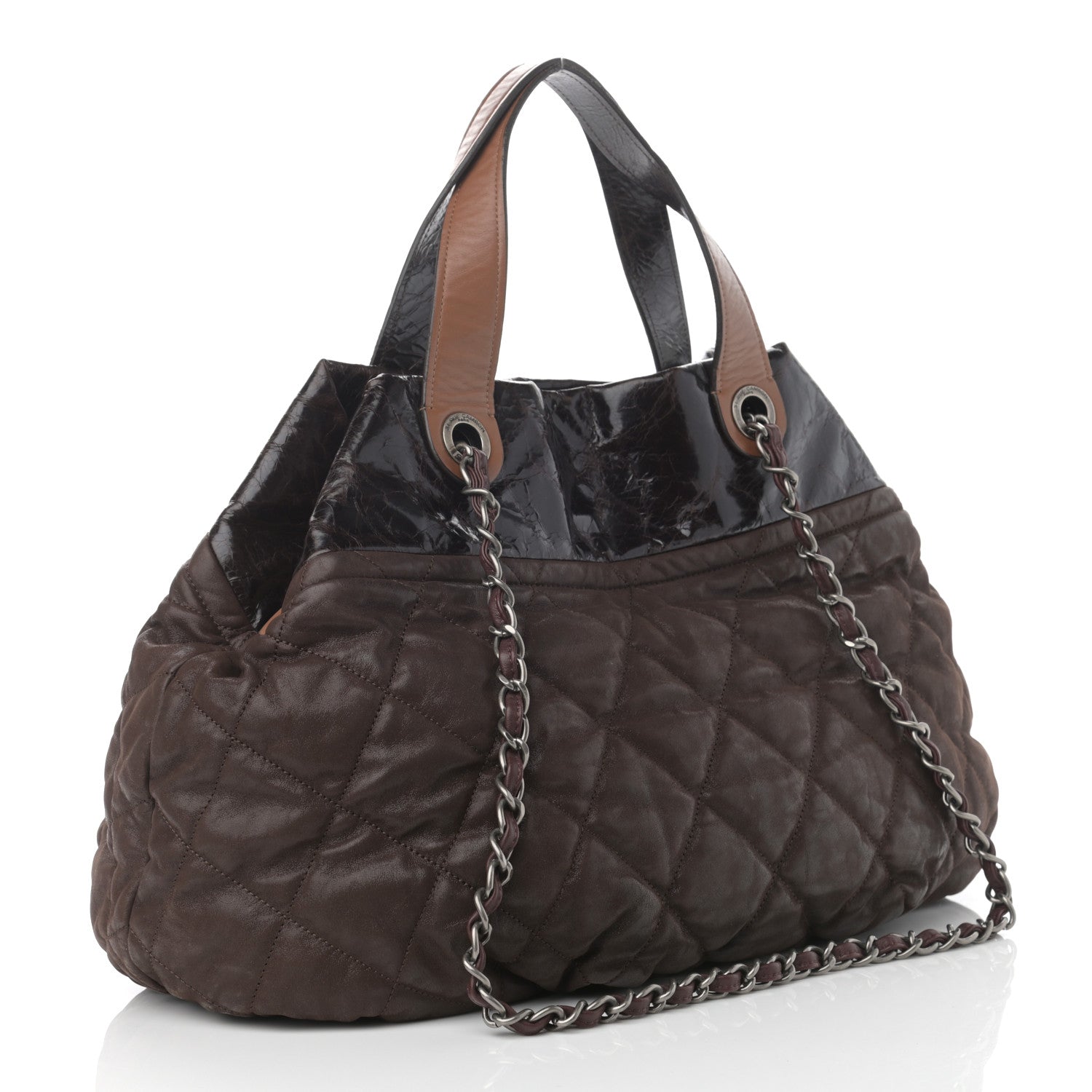 Chanel Iridescent Calfskin Quilted Large In The Mix Tote Dark Brown 3 of 12
