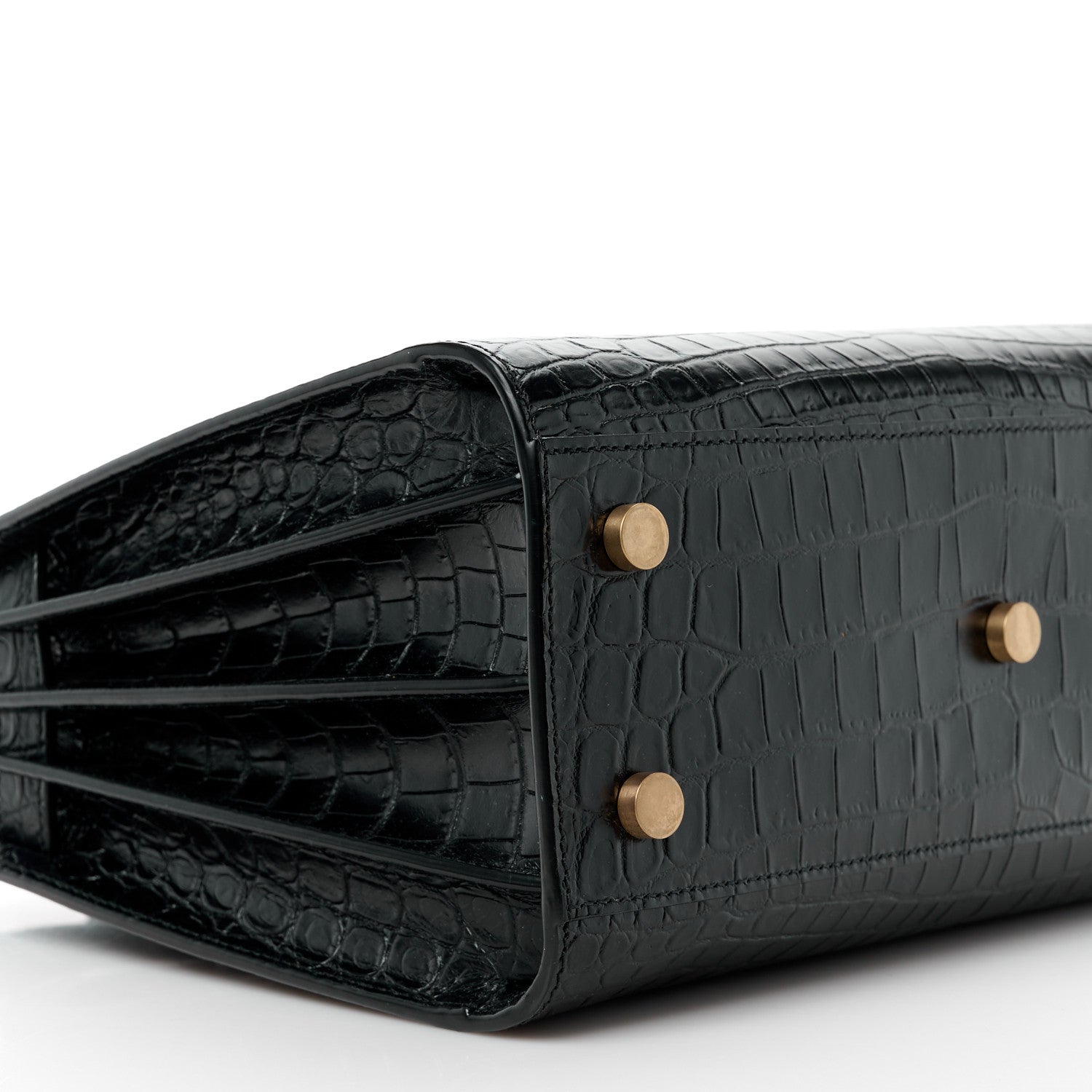 Saint Laurent Calfskin Crocodile Embossed Baby Sac De Jour Black 10 of 12