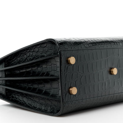 Saint Laurent Calfskin Crocodile Embossed Baby Sac De Jour Black 10 of 12