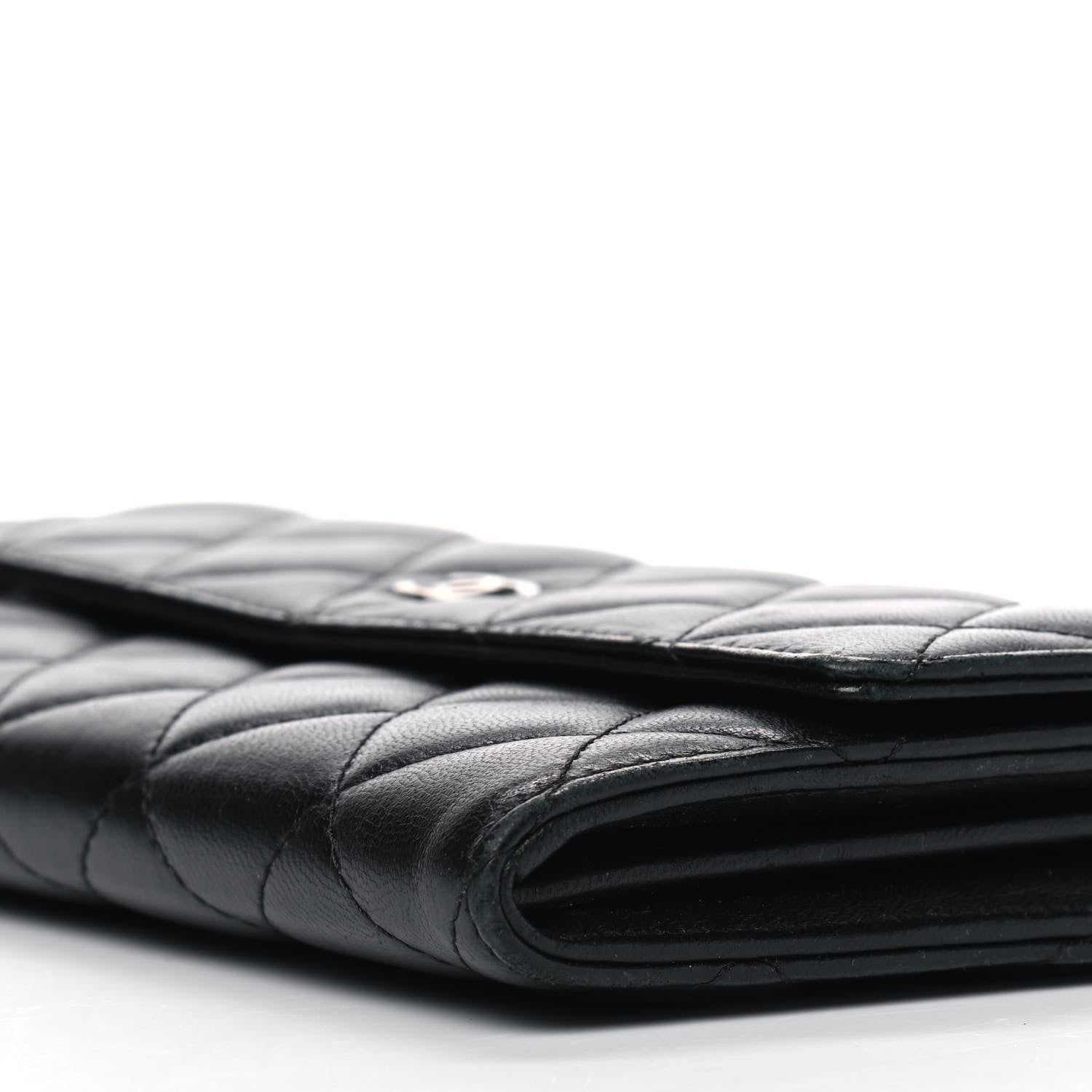 Chanel Lambskin Quilted Large Gusset Flap Wallet Black 7 of 9