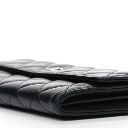 Chanel Lambskin Quilted Large Gusset Flap Wallet Black 7 of 9