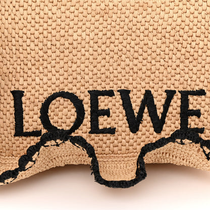 Loewe Raffia Calfskin Balloon Ruffles Bucket Bag Natural TanRaffia Small Paula's Ibiza Logo Tote Natural Black 6 of 12