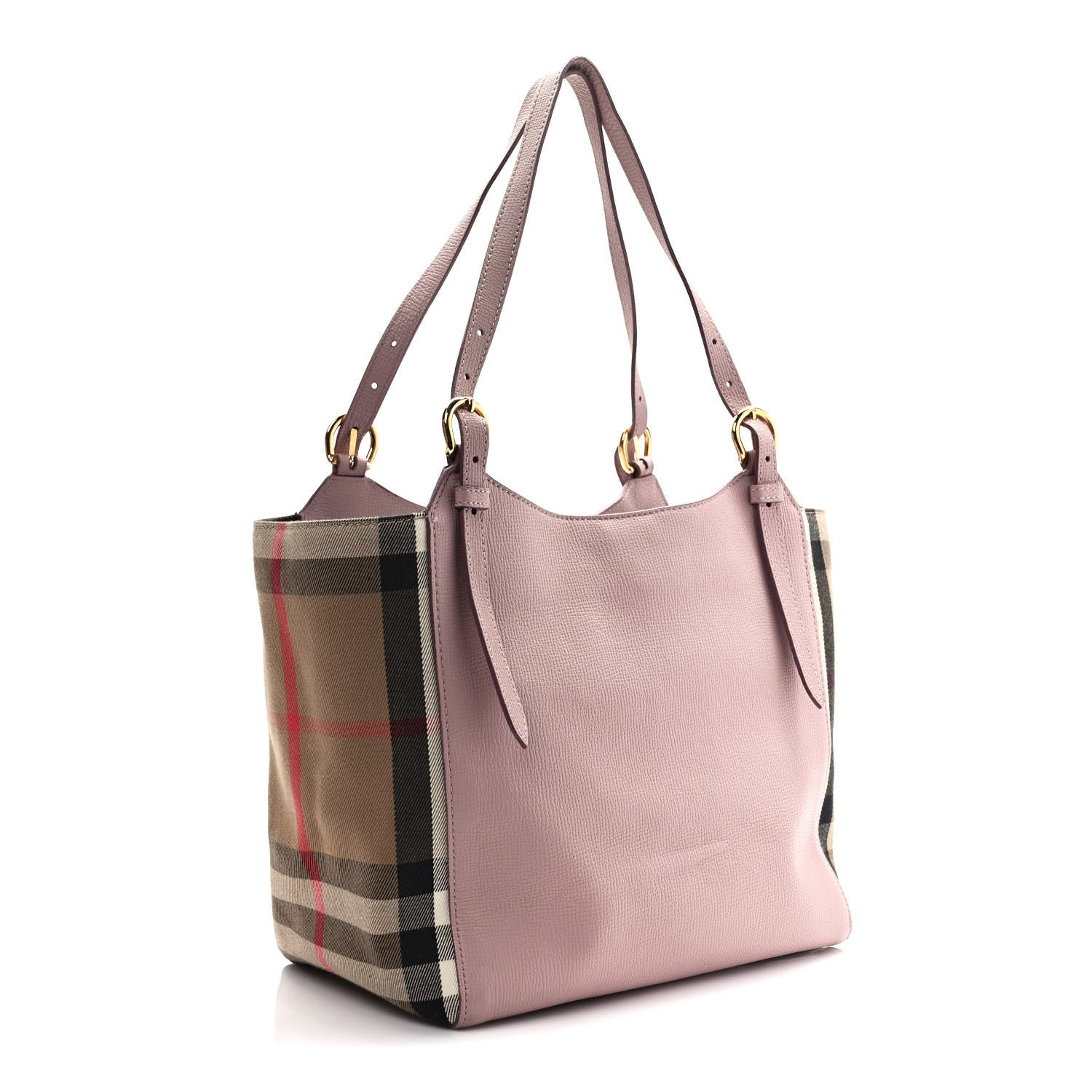 Burberry Grainy Calfskin House Check Small Canterbury Tote Pale Orchid 3 of 12