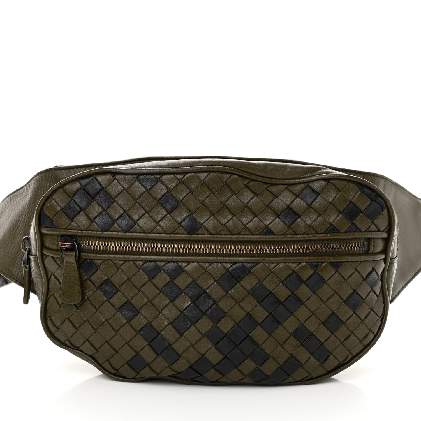 Nappa Intrecciato Belt Bag Khaki Black