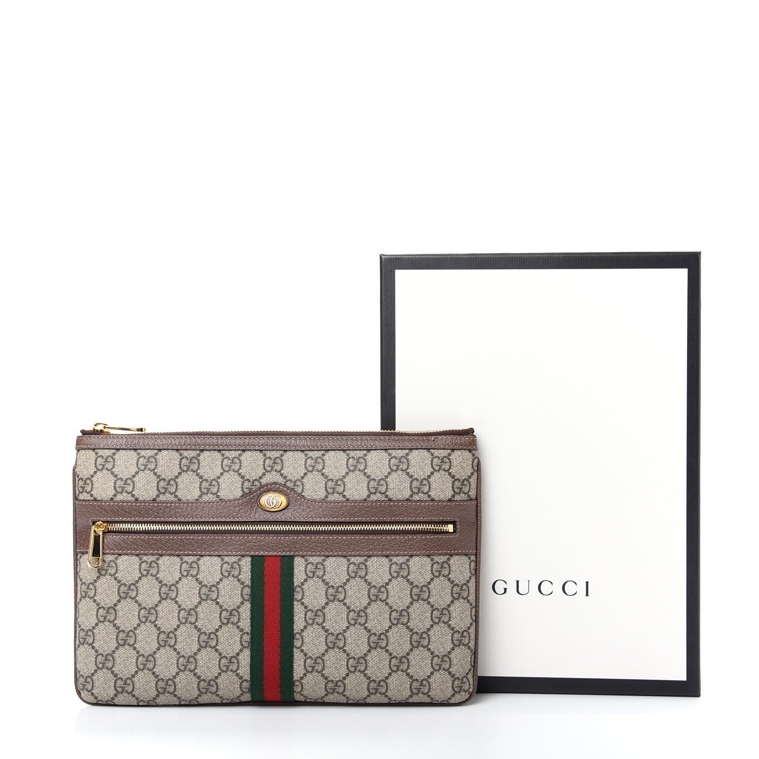 Gucci GG Supreme Monogram Large Ophidia Pouch Clutch Brown 12 of 12