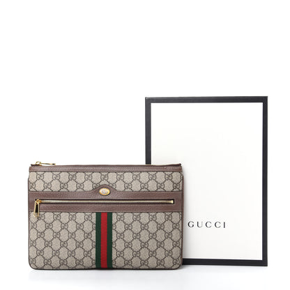 Gucci GG Supreme Monogram Large Ophidia Pouch Clutch Brown 12 of 12