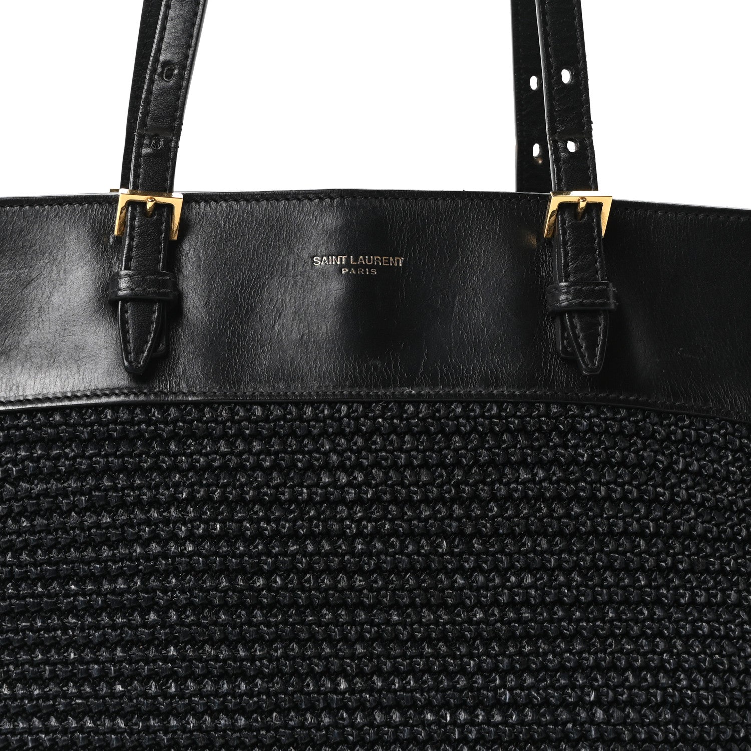 Saint Laurent Calfskin Raffia Mini Tote Black 1854183 – FASHIONPHILE