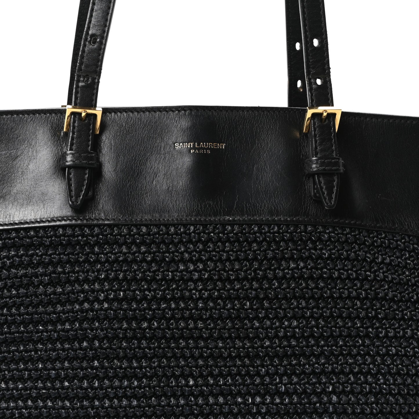 Calfskin Raffia Mini Tote Black