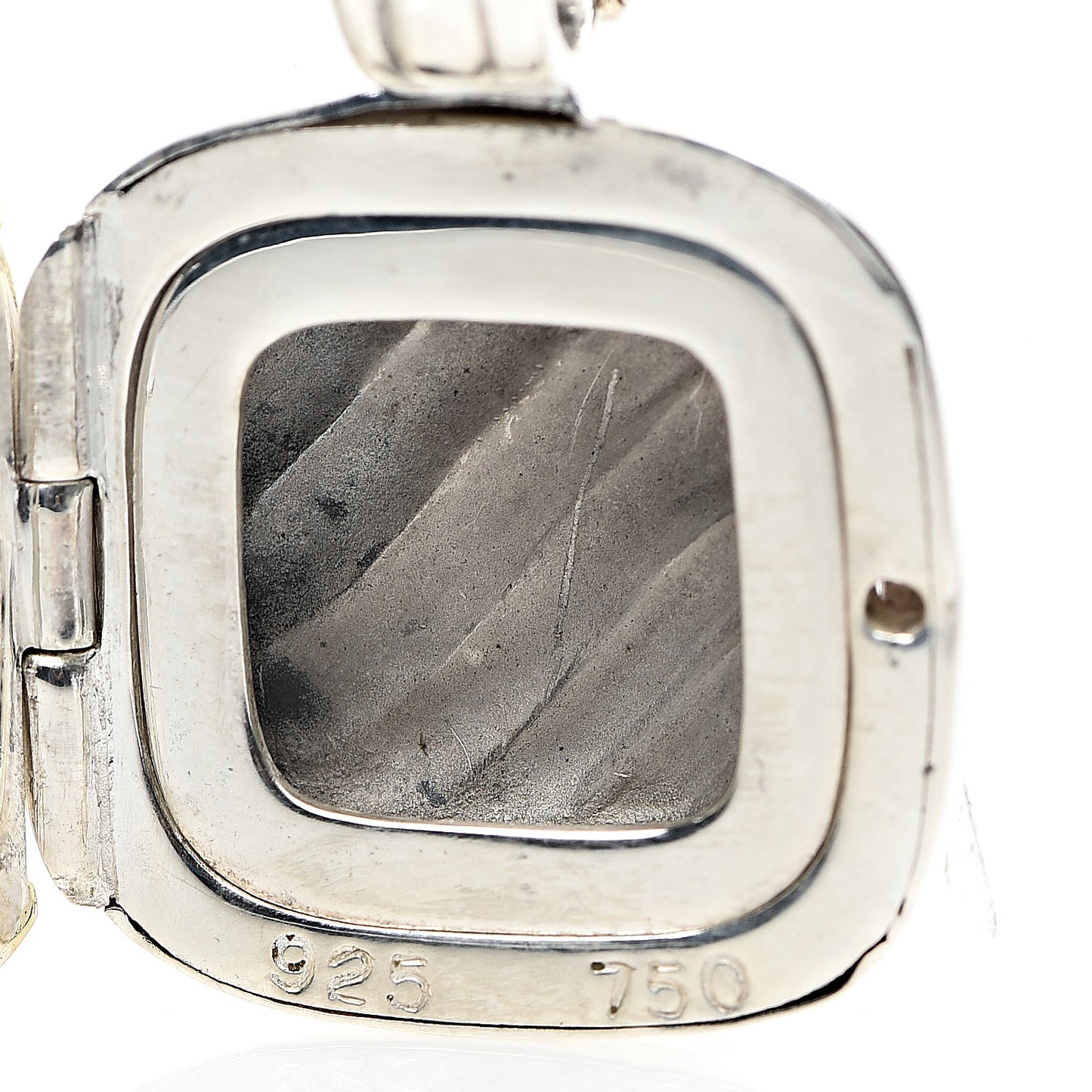 Sterling Silver 18K Yellow Gold 16mm Sculpted Cable Locket Enhancer Pendant