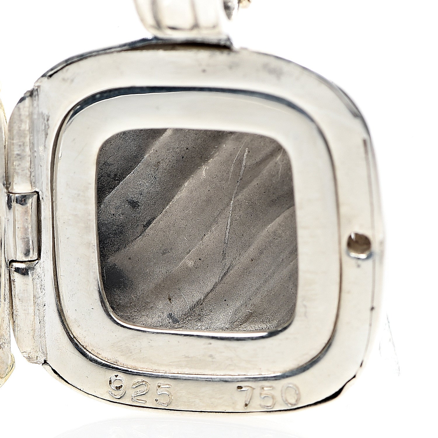 David Yurman Sterling Silver 18K Yellow Gold 16mm Sculpted Cable Locket Enhancer Pendant 4 of 5