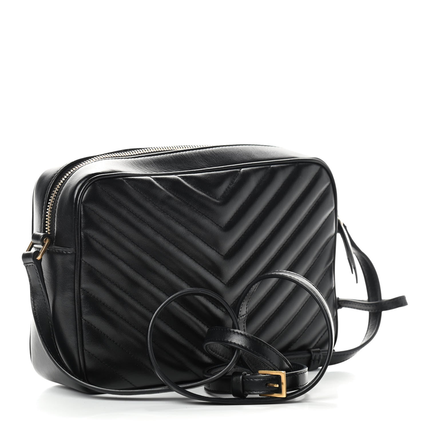 Saint Laurent Calfskin Matelasse Monogram Lou Camera Bag Black 3 of 9