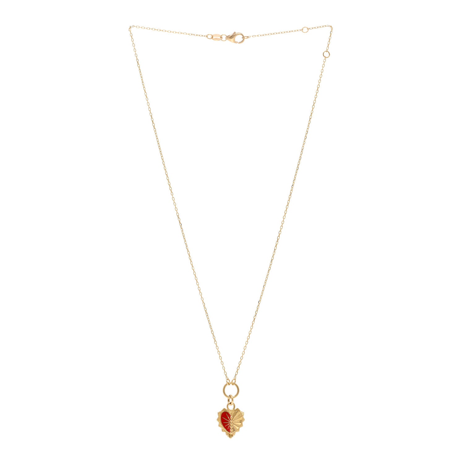 Foundrae 18K Yellow Gold Enamel Reflection Heart Love Token Drop Necklace 3 of 6
