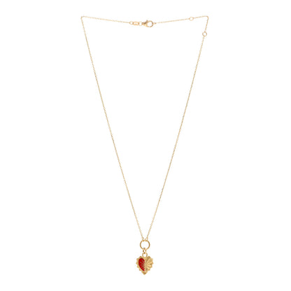 Foundrae 18K Yellow Gold Enamel Reflection Heart Love Token Drop Necklace 3 of 6