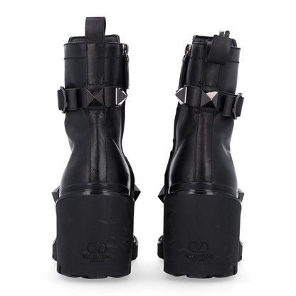 Valentino Garavani Calfskin Tonal Roman Stud Combat Boots 38.5 Black 6 of 11