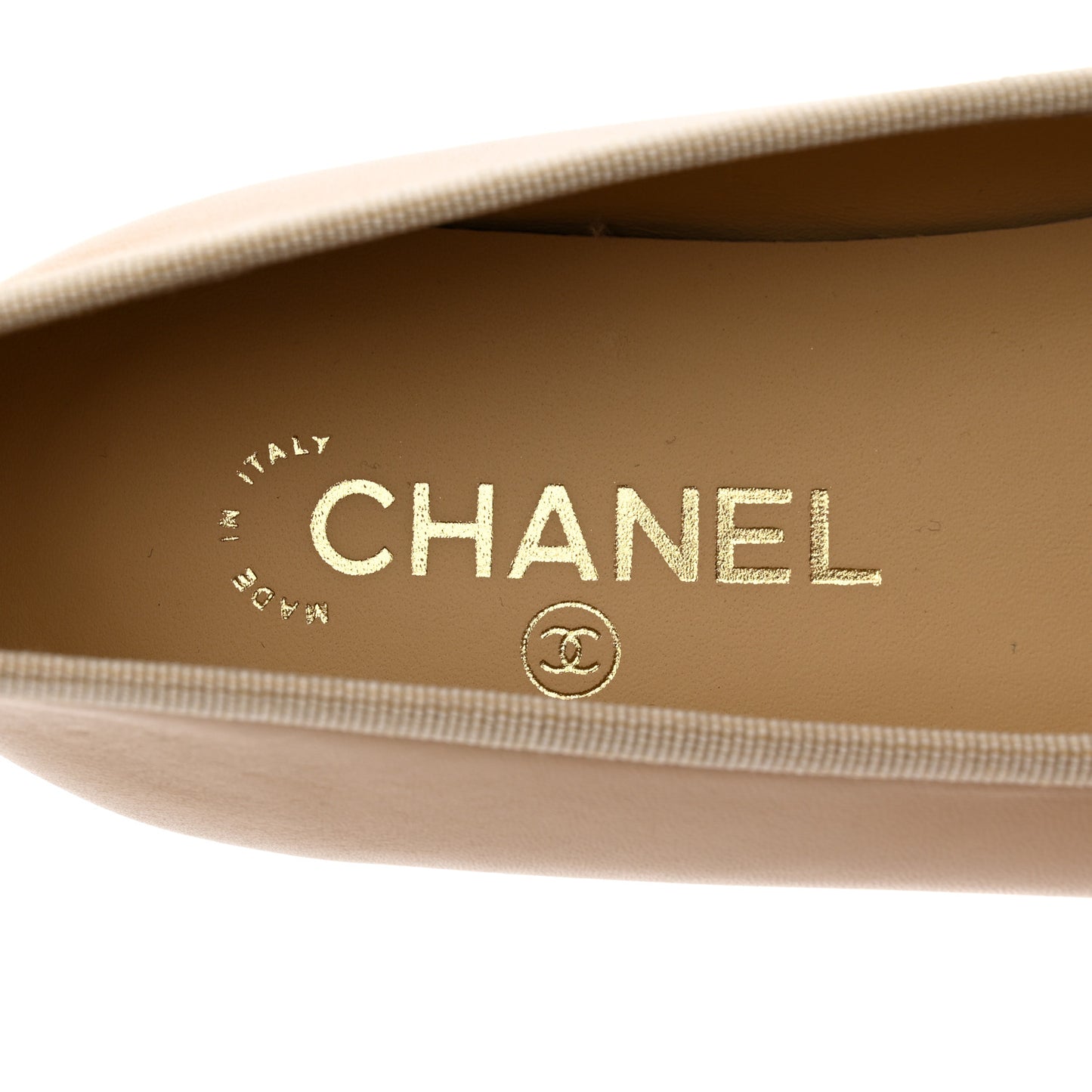 Lambskin Cap Toe CC Ballerina Flats 40 Beige Black