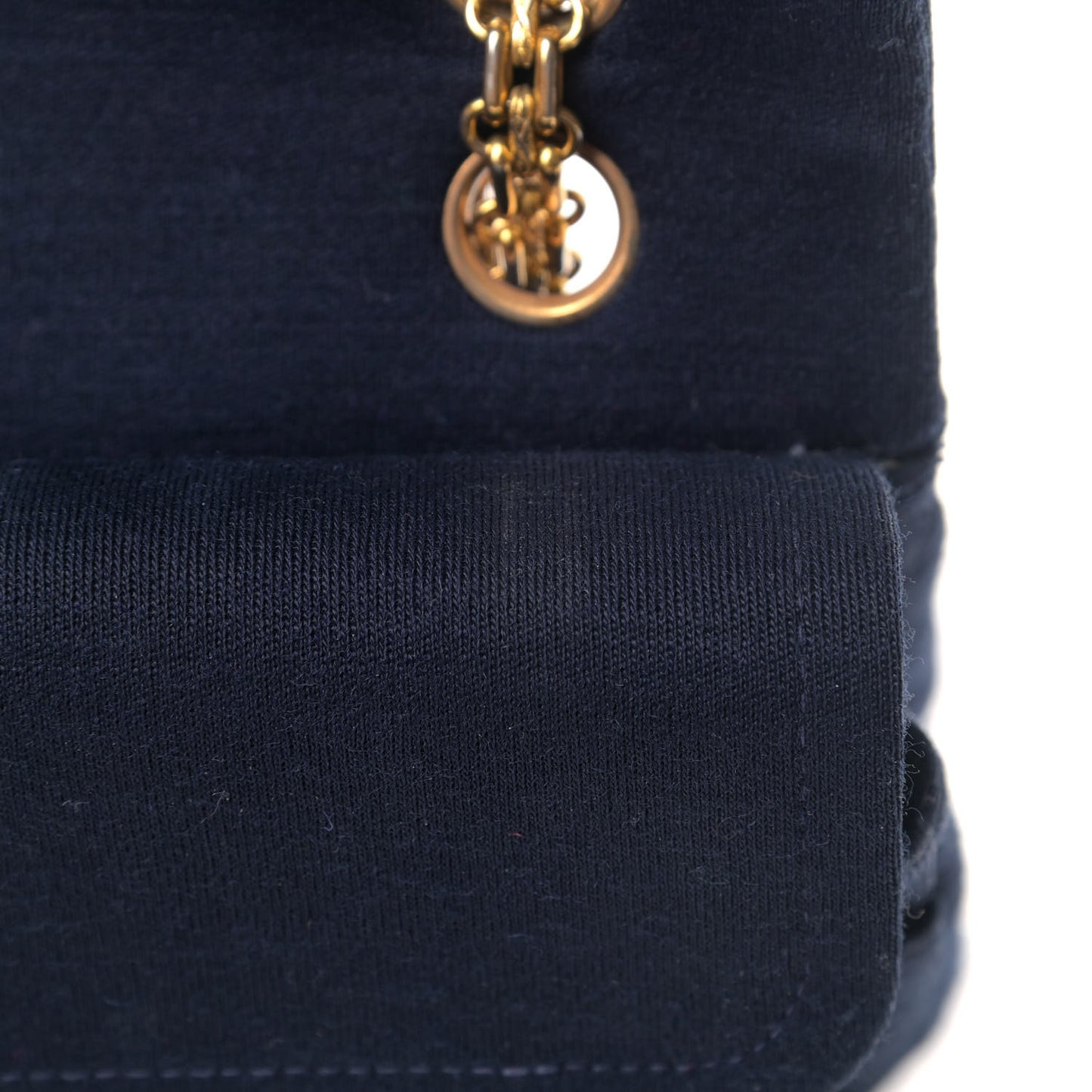 Jersey Quilted Medium Bijoux Chain Double Flap Navy