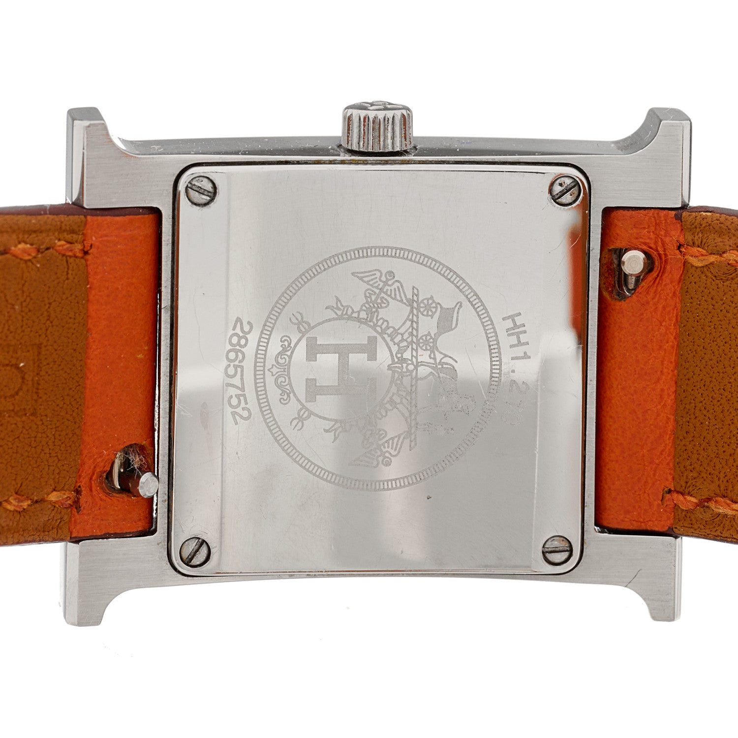 Hermes Stainless Steel Swift 21mm Heure H Hour Double Tour Quartz Watch Orange 4 of 4