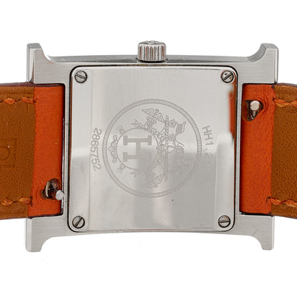 Hermes Stainless Steel Swift 21mm Heure H Hour Double Tour Quartz Watch Orange 4 of 4