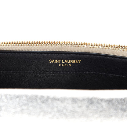 Saint Laurent Metallic Calfskin Classic Monogram Kate Tassel Chain Wallet Platine 8 of 11