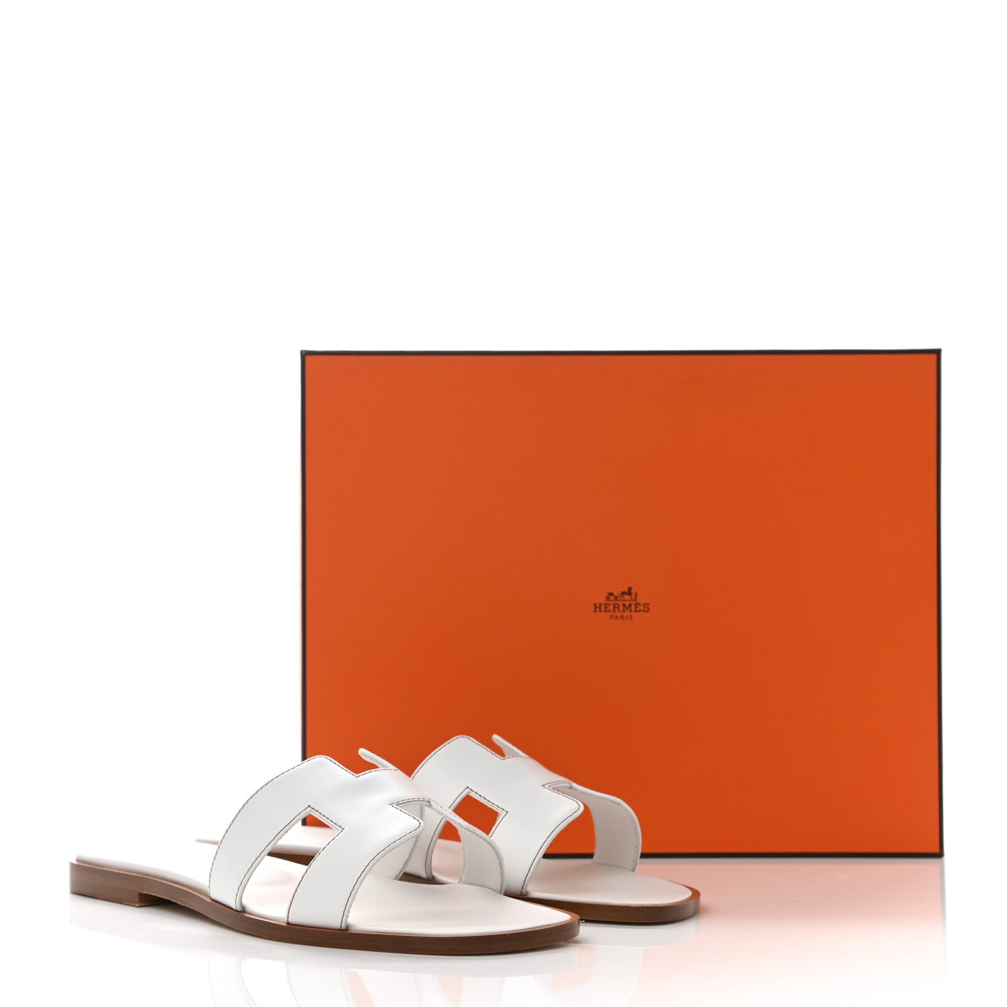Box Calfskin Oran Sandals 37 White