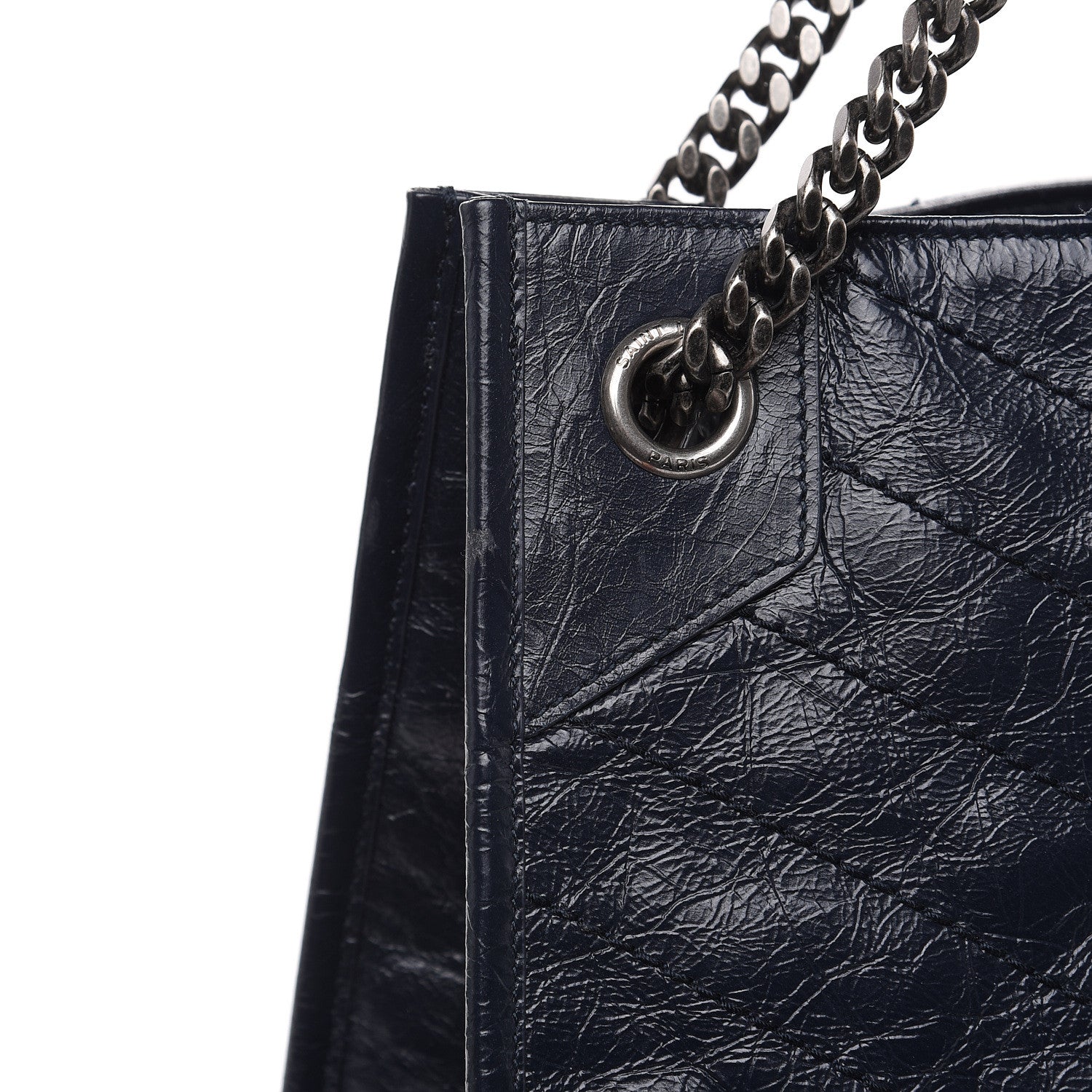 Saint Laurent Crinkled Calfskin Matelasse Monogram Niki Shoulder Bag Deep Marine 12 of 12