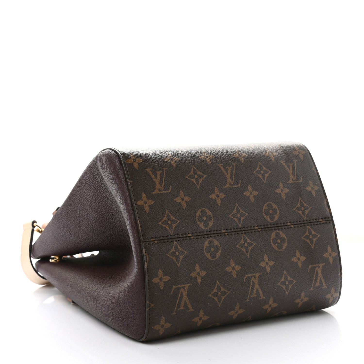 Louis Vuitton Calfskin Monogram Fold Tote MM Black Wine Cream 4 of 10