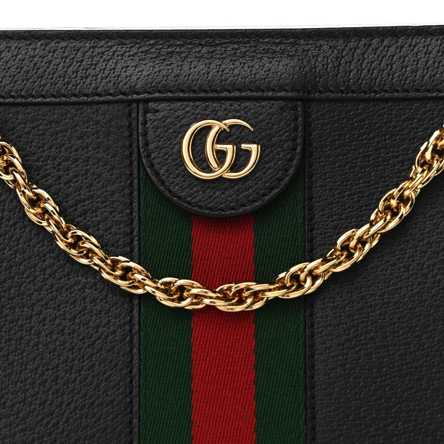 Gucci Calfskin GG Web Small Ophidia Chain Shoulder Bag Black 8 of 11