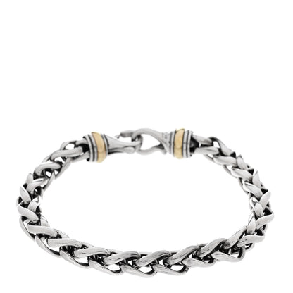 David Yurman Sterling Silver 18K Yellow Gold 8mm Wheat Chain Bracelet 3 of 4