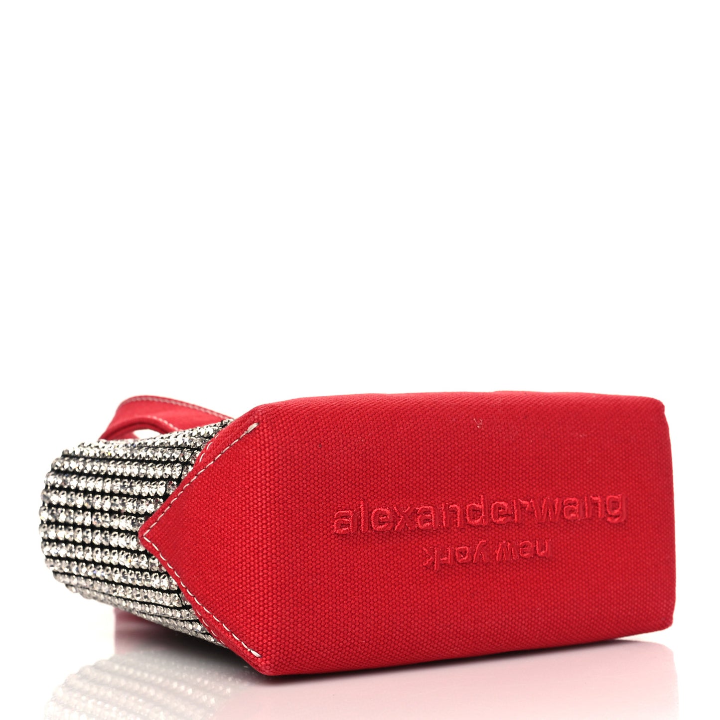 Mesh Crystal Rhinestone Mini Cruiser Tote Red Silver