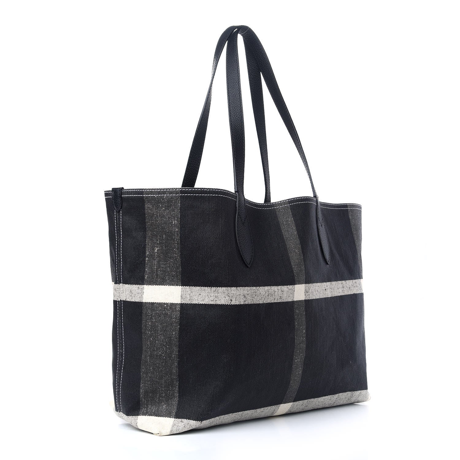 Burberry Coated Canvas Mega Check Medium Doodle Tote Black White 3 of 8