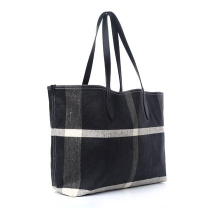 Burberry Coated Canvas Mega Check Medium Doodle Tote Black White 3 of 8