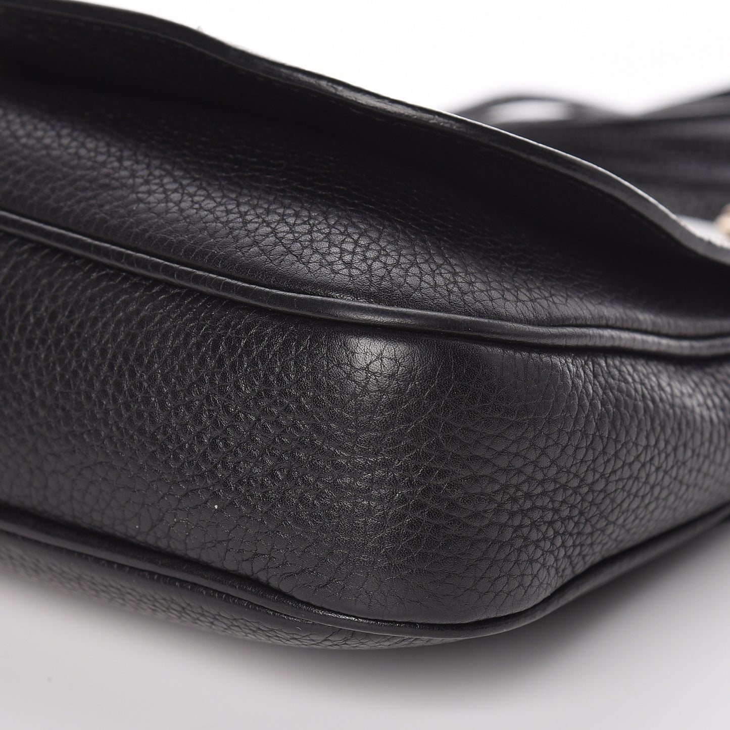 Pebbled Calfskin Medium Soho Flap Crossbody Black