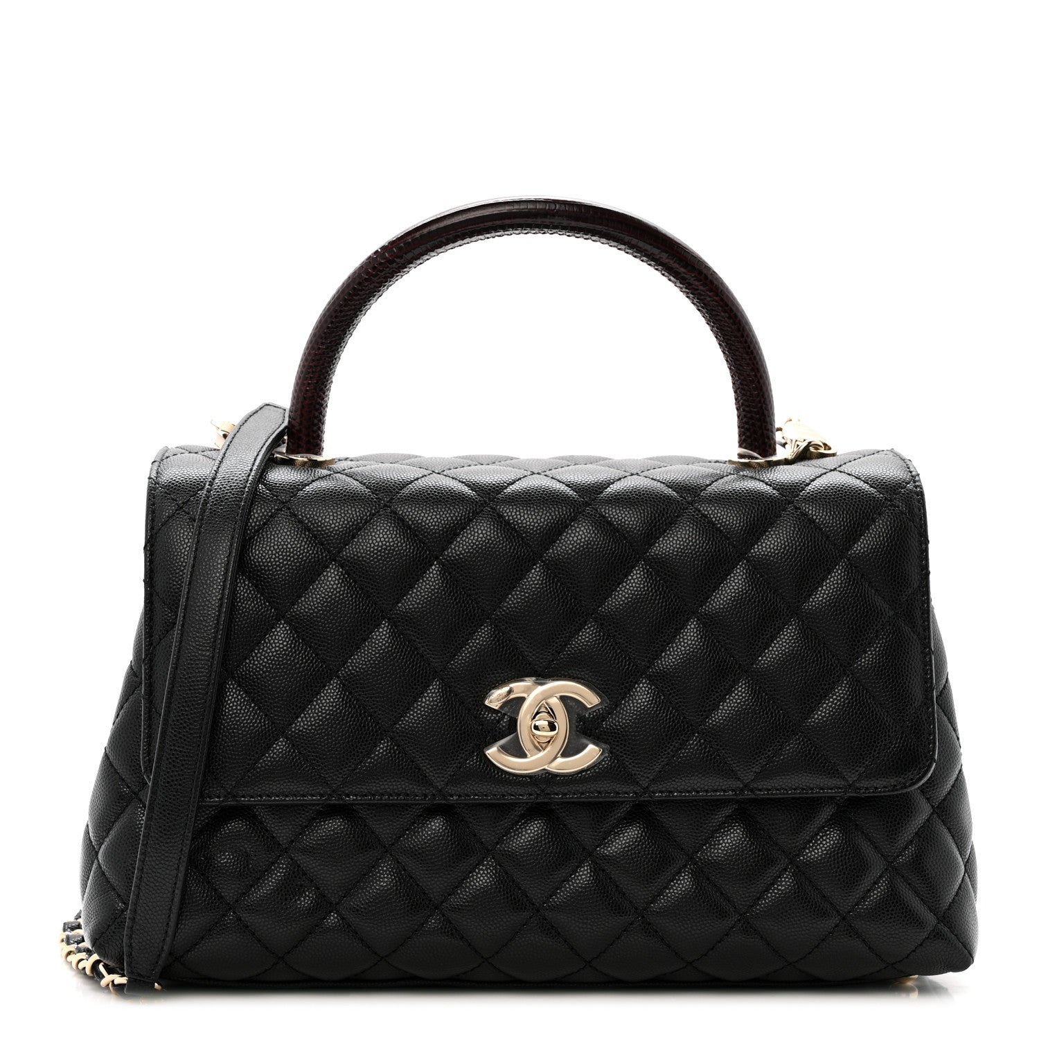 Chanel Caviar Lizard Embossed Quilted Small Coco Handle Flap Black 1 of 13