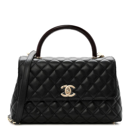 Chanel Caviar Lizard Embossed Quilted Small Coco Handle Flap Black 1 of 13