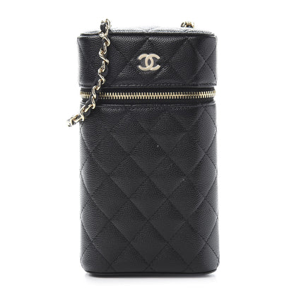 Chanel Caviar Quilted Phone Holder With Chain Black 1 of 11
