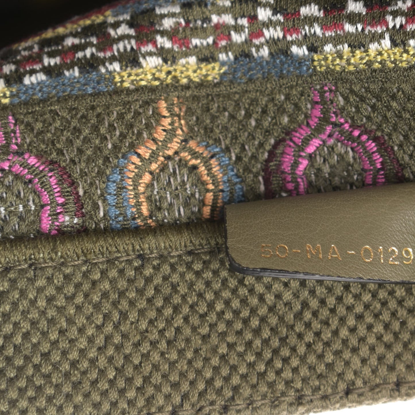 Canvas Embroidered Book Tote Olive Multicolor