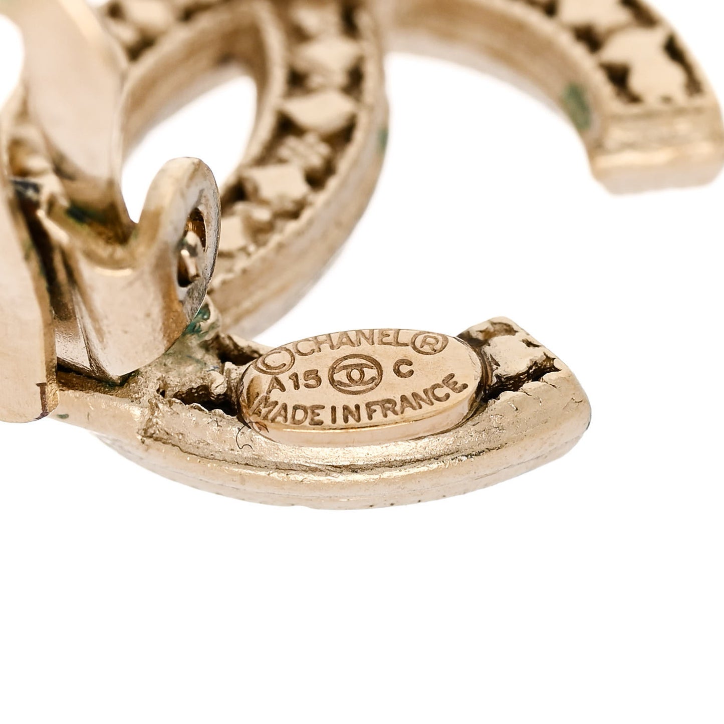 Textured CC Clip On Earrings Gold