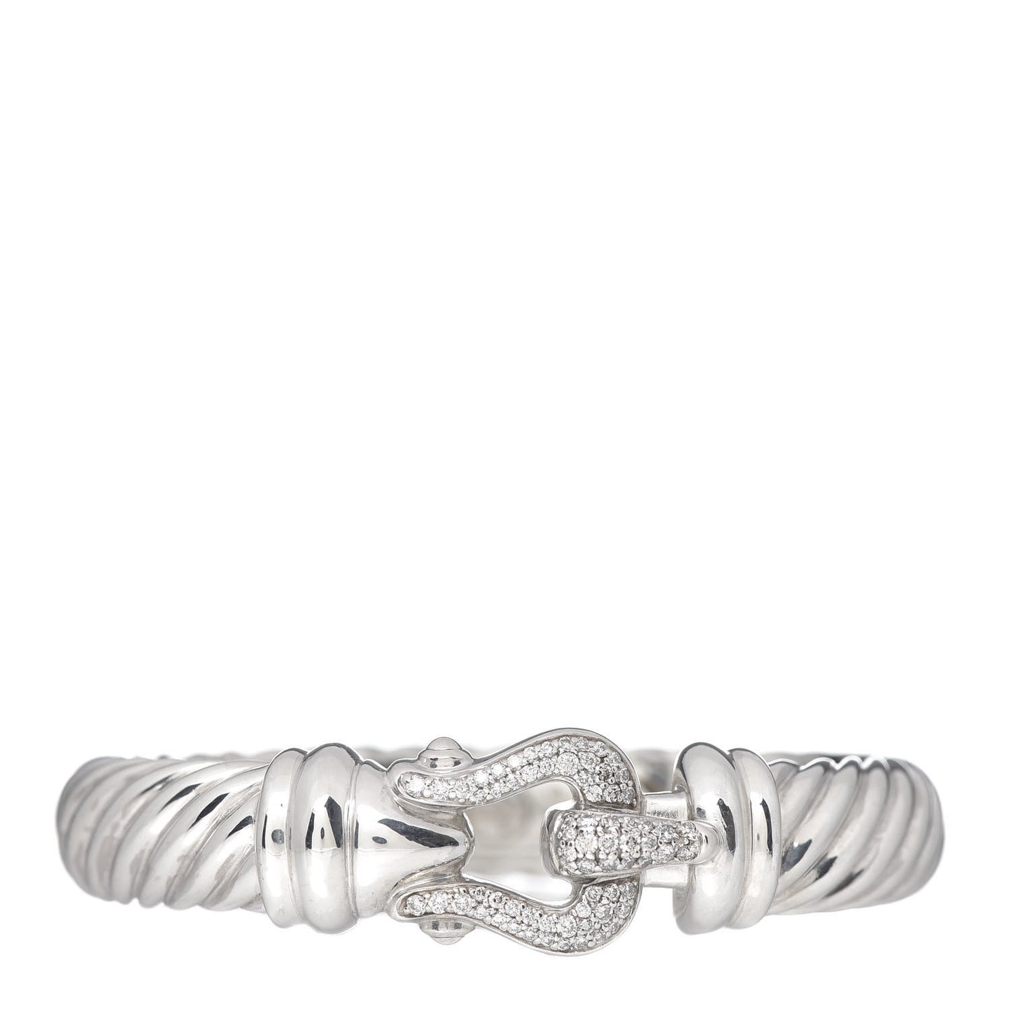 Sterling Silver Diamond 10mm Cable Buckle Bracelet