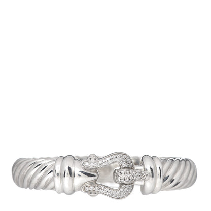 David Yurman Sterling Silver Diamond 10mm Cable Buckle Bracelet 1 of 4