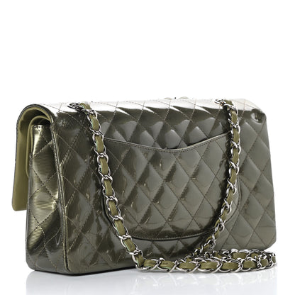 Chanel Striated Patent Quilted Medium Double Flap Green 3 of 11