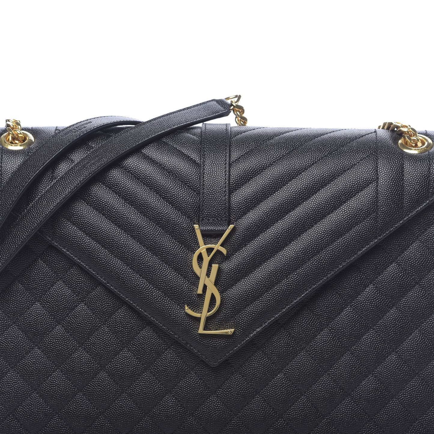 Grain De Poudre Textured Mixed Matelasse Large Triquilt Monogram Satchel Black