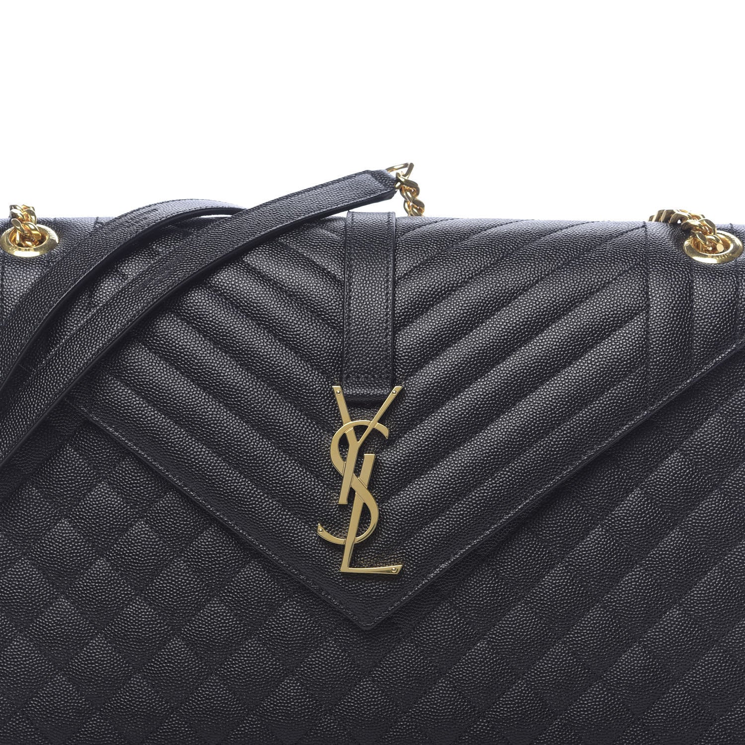 Saint Laurent Grain De Poudre Textured Mixed Matelasse Large Triquilt Monogram Satchel Black 7 of 9